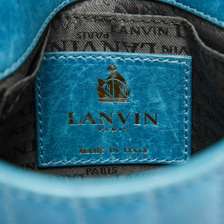 Pre Owned Lanvin Blue Quilted Leather Mini Pop Flap Crossbody Bag
