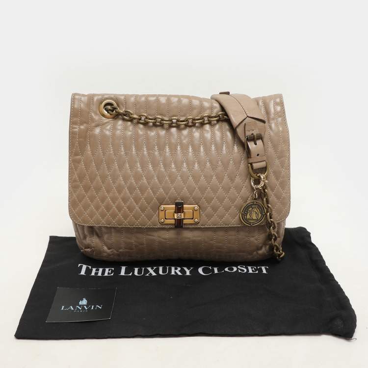 Pre Owned Lanvin Beige Quilted Leather Happy Shoulder Bag