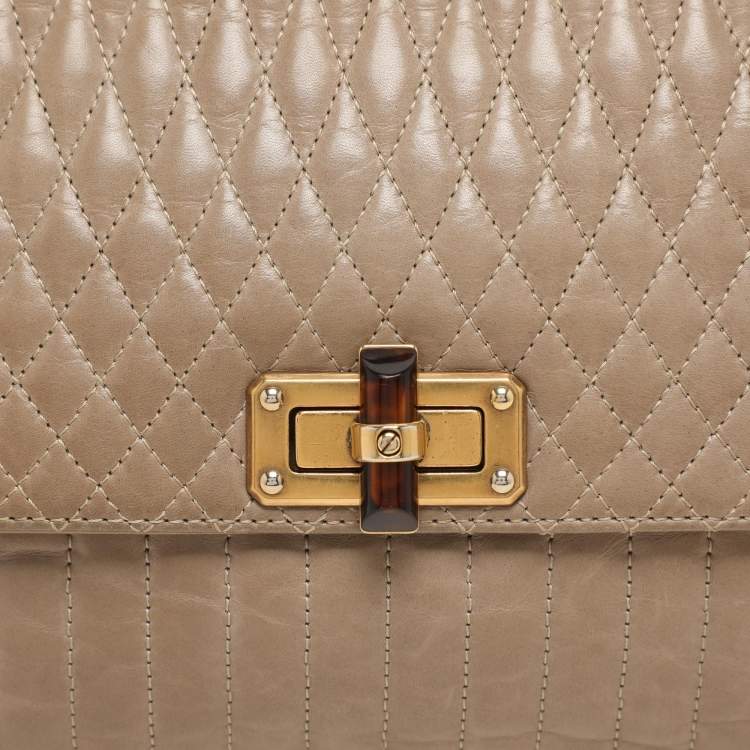 Pre Owned Lanvin Beige Quilted Leather Happy Shoulder Bag