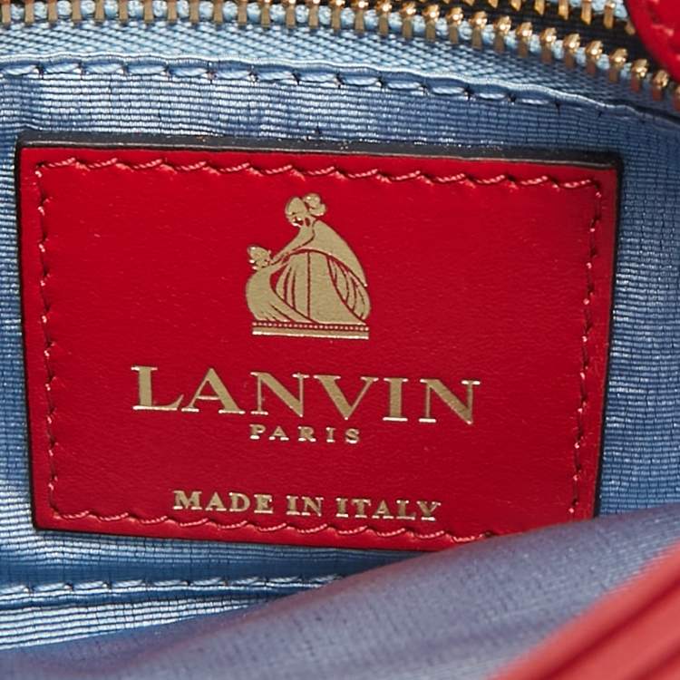Pre Owned Lanvin Red Leather Flap Chain Crossbody Bag