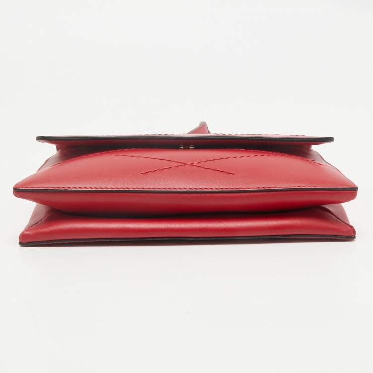 Pre Owned Lanvin Red Leather Flap Chain Crossbody Bag