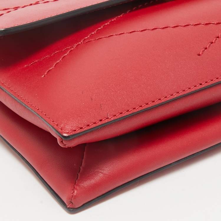 Pre Owned Lanvin Red Leather Flap Chain Crossbody Bag