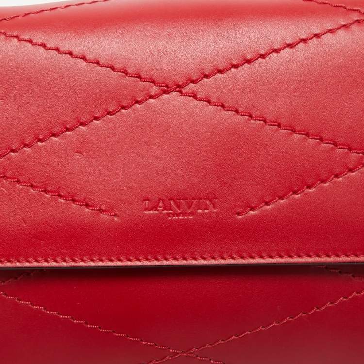 Pre Owned Lanvin Red Leather Flap Chain Crossbody Bag