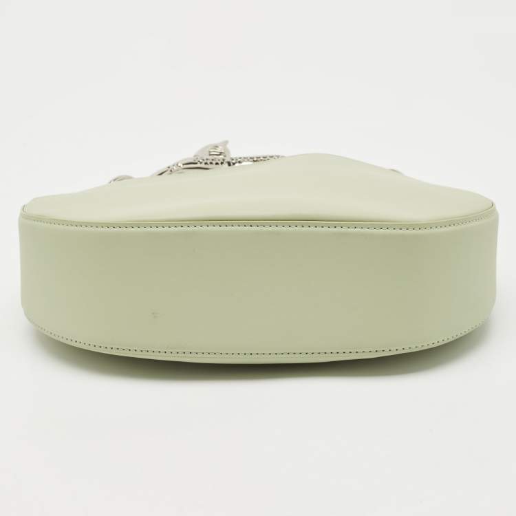 Pre Owned Lanvin Sage Green Leather Cat Handle Hobo