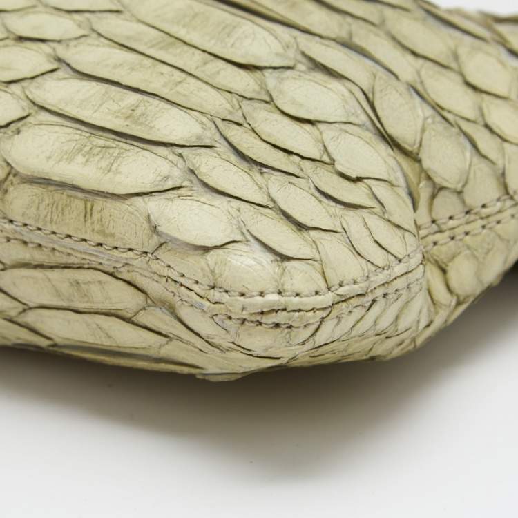 Pre Owned Lanvin Mint Green Python Crystals Embellish Chain Clutch