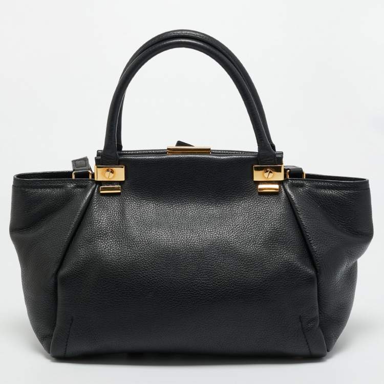 Pre Owned Lanvin Black Leather Trilogy Tote