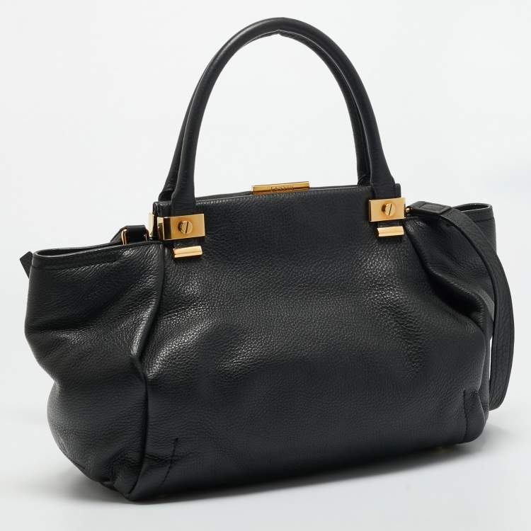 Pre Owned Lanvin Black Leather Trilogy Tote