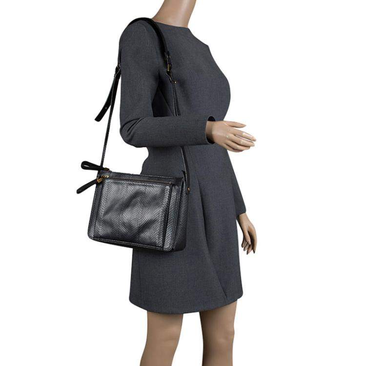 ショルダーバッグ・ポシェット LANVIN Women Shoulder Bags BGBR06PALM10 Black Lanvin Black Python Shoulder Bag Lanvin | TLC