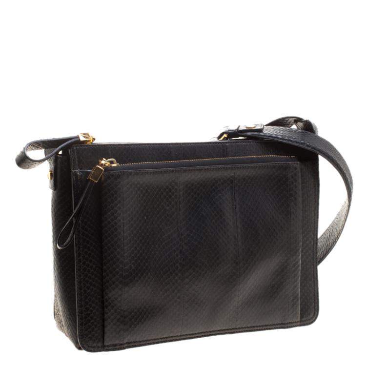 Pre Owned Lanvin Black Python Shoulder Bag