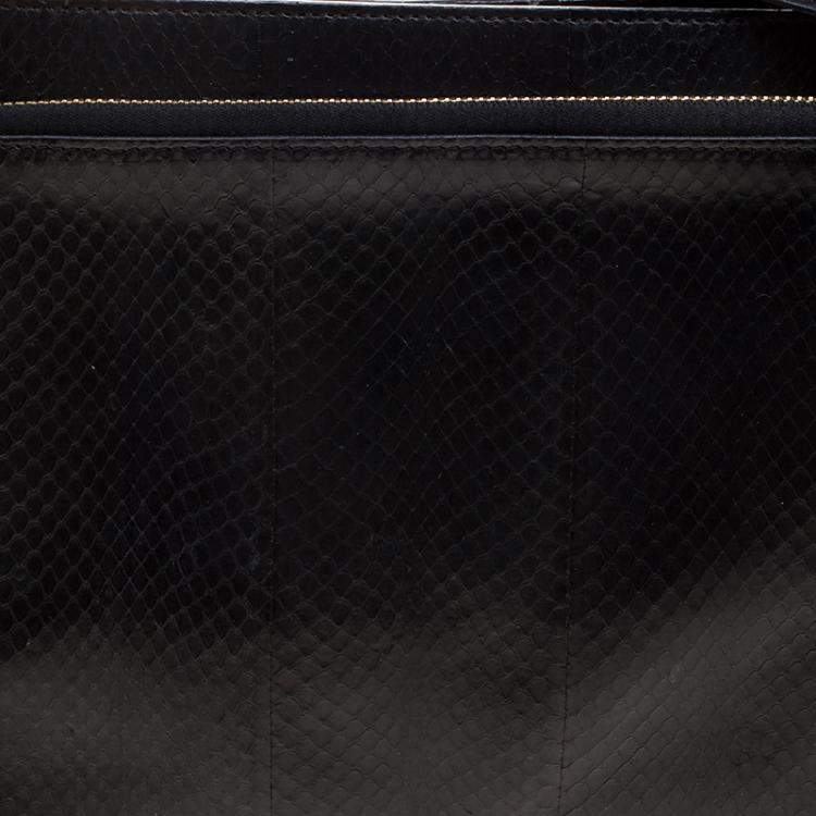 Pre Owned Lanvin Black Python Shoulder Bag