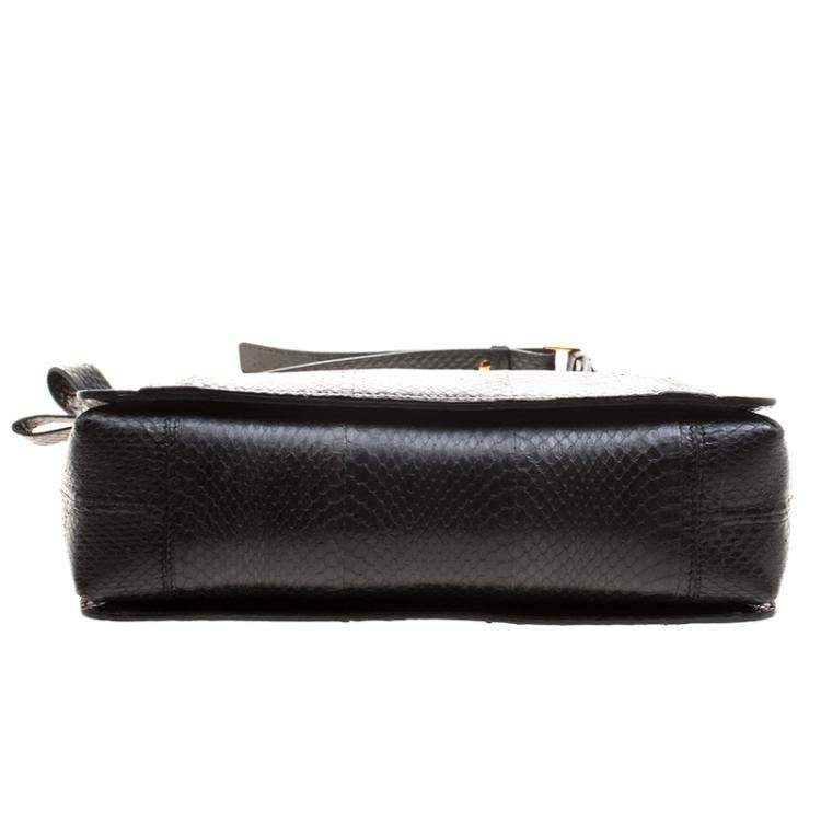 Pre Owned Lanvin Black Python Shoulder Bag