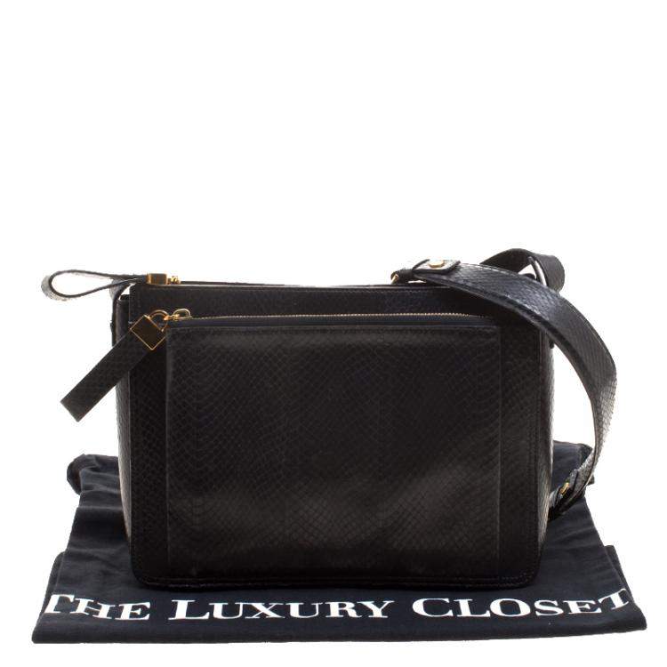 Pre Owned Lanvin Black Python Shoulder Bag