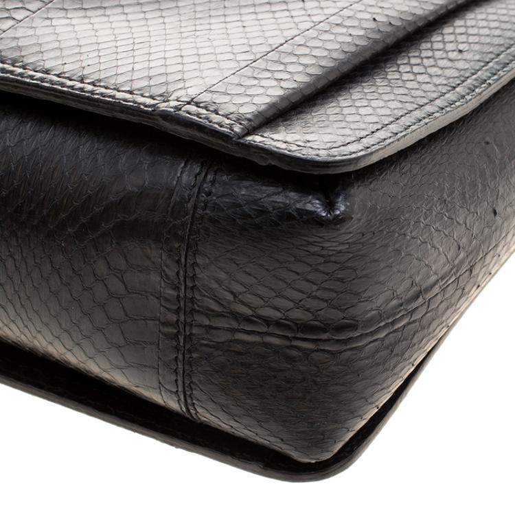 Pre Owned Lanvin Black Python Shoulder Bag