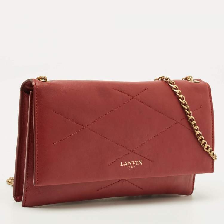 مملوكة مسبقًا Lanvin Sugar Red Leather Wallet On Chain