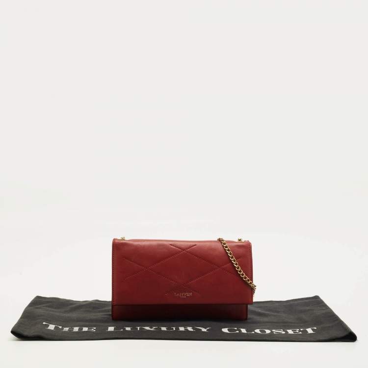 مملوكة مسبقًا Lanvin Sugar Red Leather Wallet On Chain