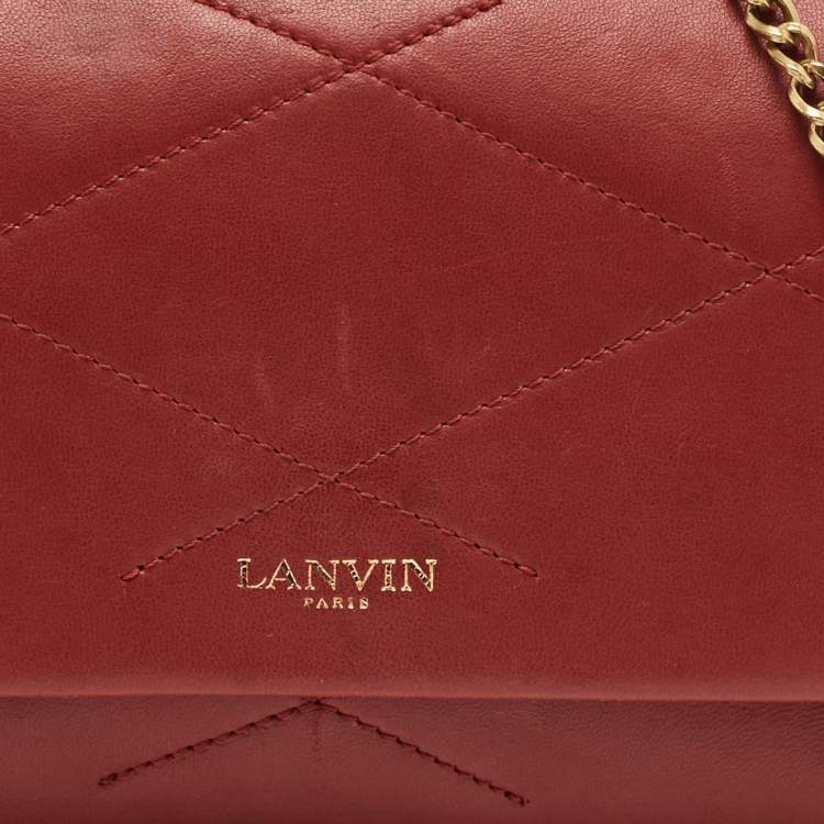 مملوكة مسبقًا Lanvin Sugar Red Leather Wallet On Chain