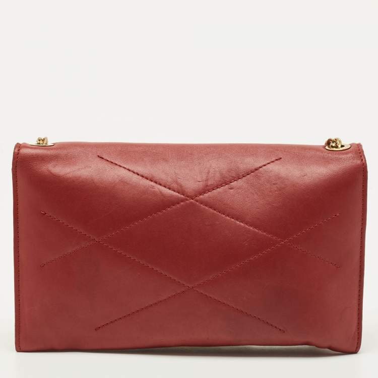 مملوكة مسبقًا Lanvin Sugar Red Leather Wallet On Chain