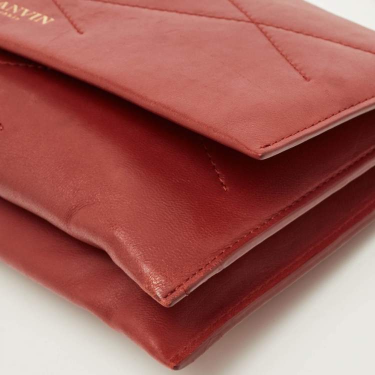 مملوكة مسبقًا Lanvin Sugar Red Leather Wallet On Chain