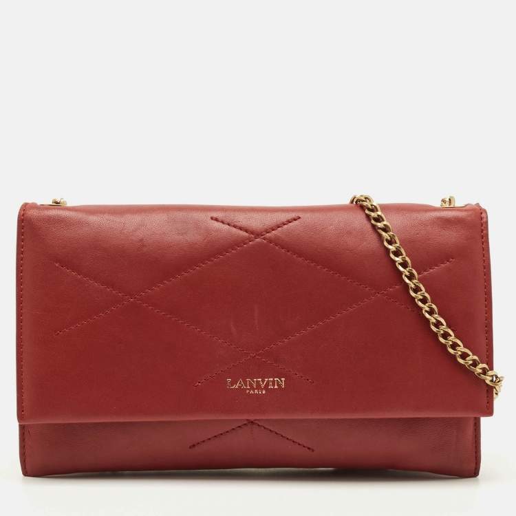 مملوكة مسبقًا Lanvin Sugar Red Leather Wallet On Chain