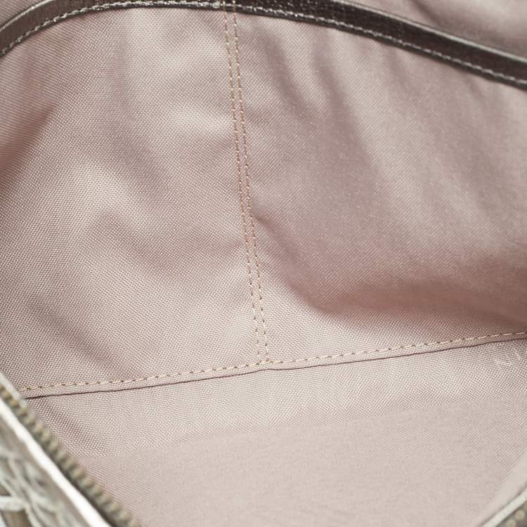 Pre Owned Lanvin Woven Metallic/Grey Patent Leather and Suede Chain Clutch