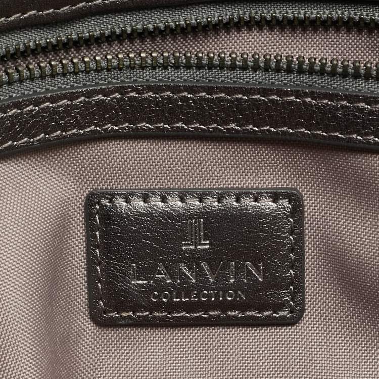 Pre Owned Lanvin Woven Metallic/Grey Patent Leather and Suede Chain Clutch