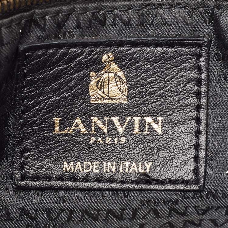 Pre Owned حقيبة كتف لانفان "هابي" جلد مطبوع نقشة السحلية ذهبي ميتاليك