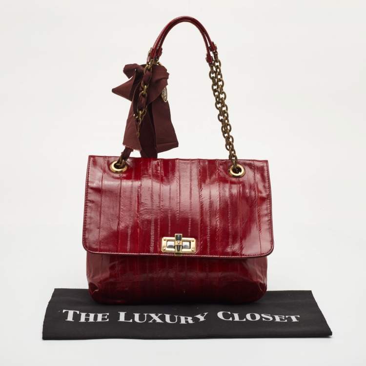 Pre Owned Lanvin Happy Red Eel Leather Shoulder Bag