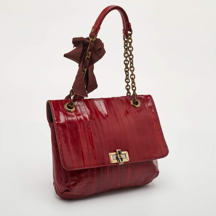 Pre Owned Lanvin Happy Red Eel Leather Shoulder Bag