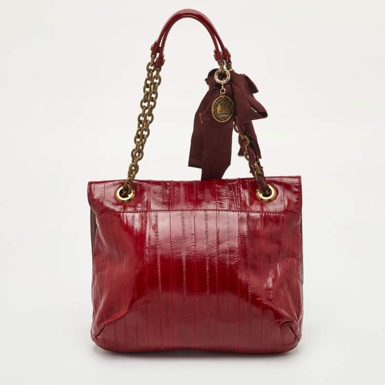 Pre Owned Lanvin Happy Red Eel Leather Shoulder Bag