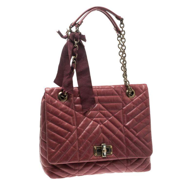 Pre Owned Lanvin Red Leather Medium Happy Classic Shoulder Bag