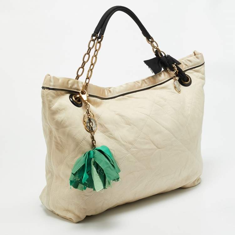 Pre Owned Lanvin Amalia Cabas Quilted Leather and Satin Tote