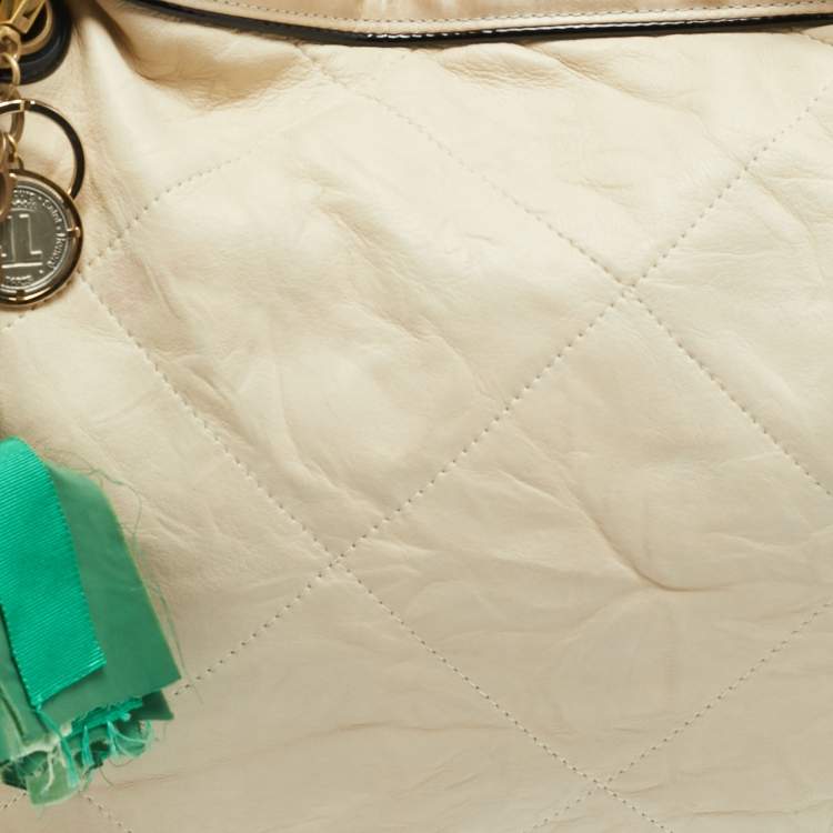 Pre Owned Lanvin Amalia Cabas Quilted Leather and Satin Tote