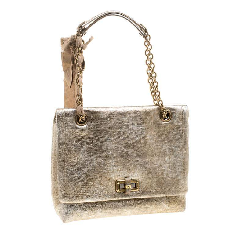 مملوكة مسبقًا Lanvin Gold Leather Happy Shoulder Bag