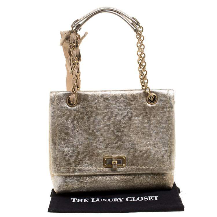 مملوكة مسبقًا Lanvin Gold Leather Happy Shoulder Bag