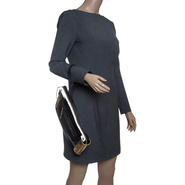 Pre Owned Lanvin Black/Gold Leather Le Jour Clutch