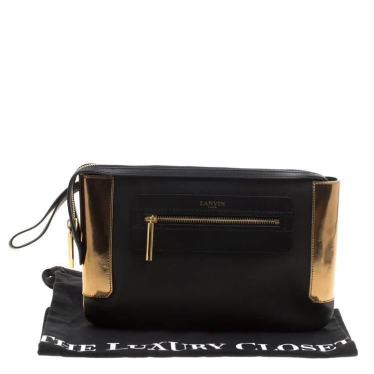 Pre Owned Lanvin Black/Gold Leather Le Jour Clutch