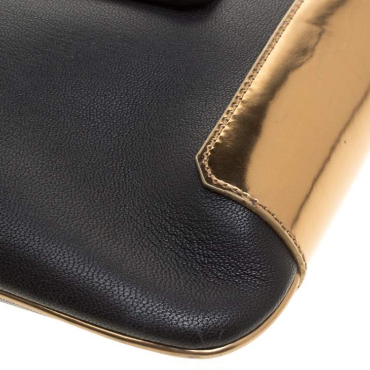 Pre Owned Lanvin Black/Gold Leather Le Jour Clutch