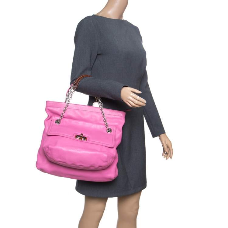 Pre Owned Lanvin Pink Leather Chain Shoulder Bag