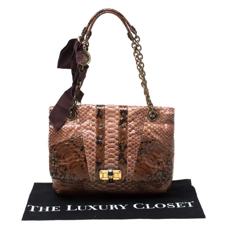 Pre Owned Lanvin Brown Python Happy Shoulder Bag