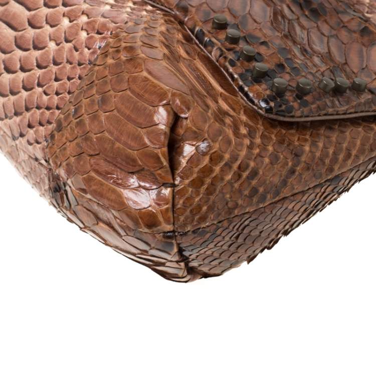 Pre Owned Lanvin Brown Python Happy Shoulder Bag