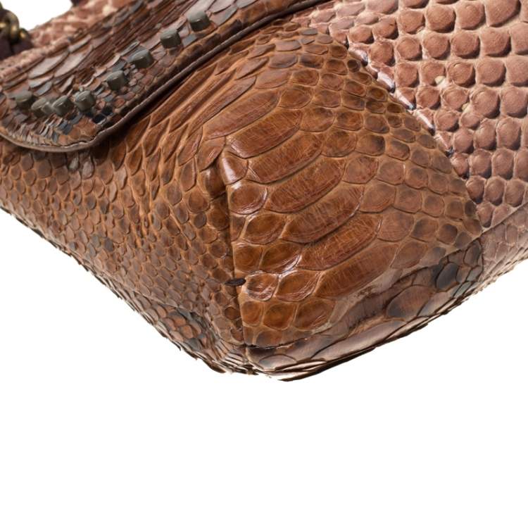 Pre Owned Lanvin Brown Python Happy Shoulder Bag