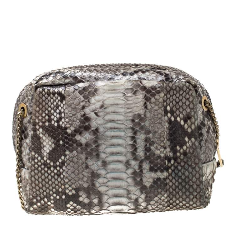 Pre Owned Lanvin Grey Python Sugar Studded Shoulder Bag