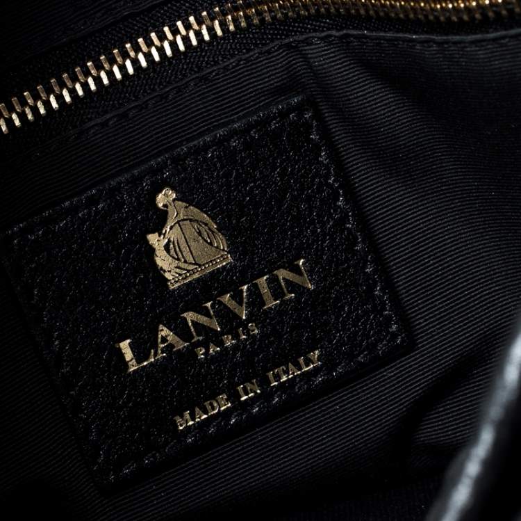 Pre Owned Lanvin Black Leather Sugar Stitch Shoulder Bag