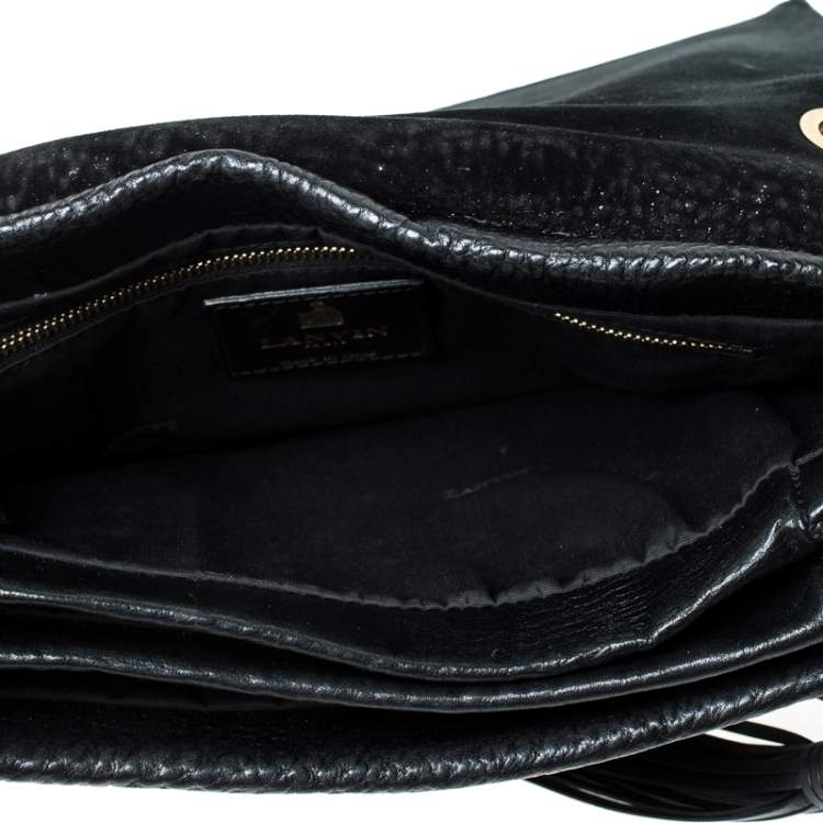 Pre Owned Lanvin Black Leather Sugar Stitch Shoulder Bag