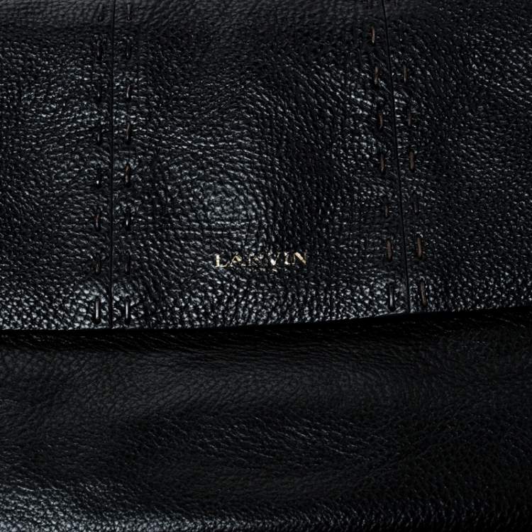 Pre Owned Lanvin Black Leather Sugar Stitch Shoulder Bag