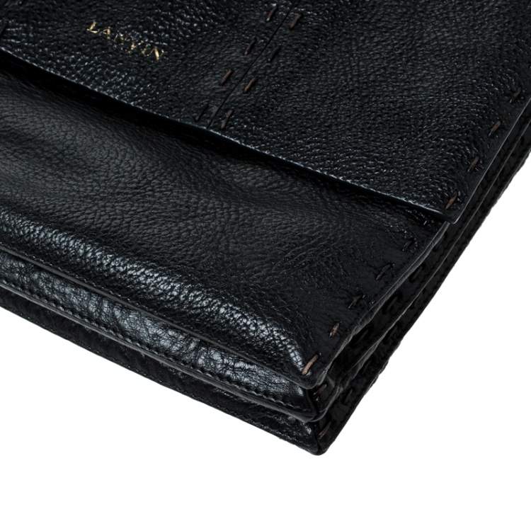 Pre Owned Lanvin Black Leather Sugar Stitch Shoulder Bag