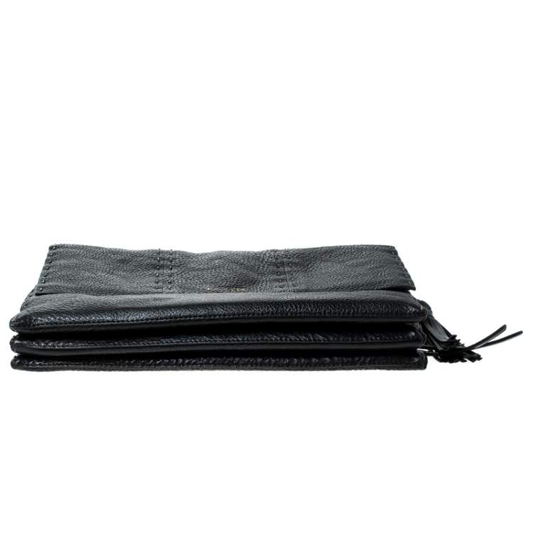 Pre Owned Lanvin Black Leather Sugar Stitch Shoulder Bag