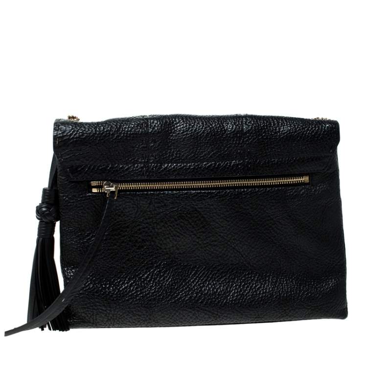 Pre Owned Lanvin Black Leather Sugar Stitch Shoulder Bag