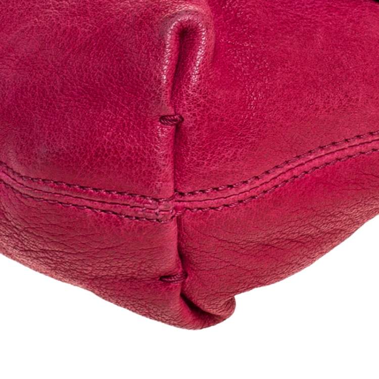 Pre Owned Lanvin Pink Leather Turnlock Fold Over Clutch