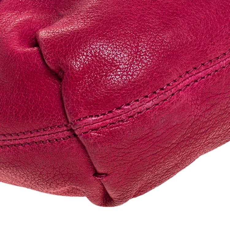 Pre Owned Lanvin Pink Leather Turnlock Fold Over Clutch